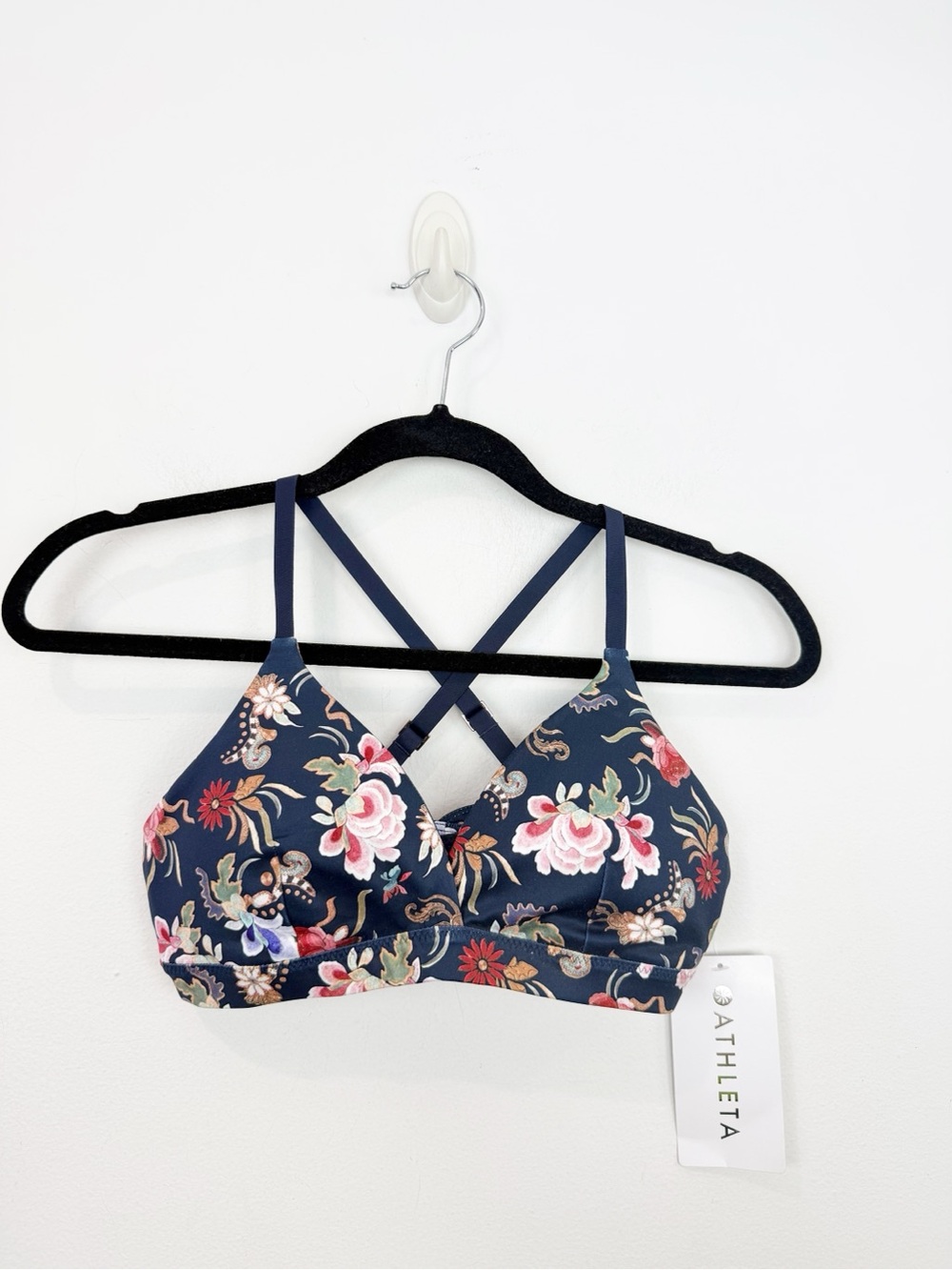 Athleta Printed Inhale Bra Navy Size XS NWT